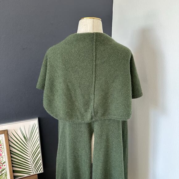 Elaine Turner Cashmere Open Front Cardigan Knit Vest Fringe Draped Collar - Picture 6 of 11